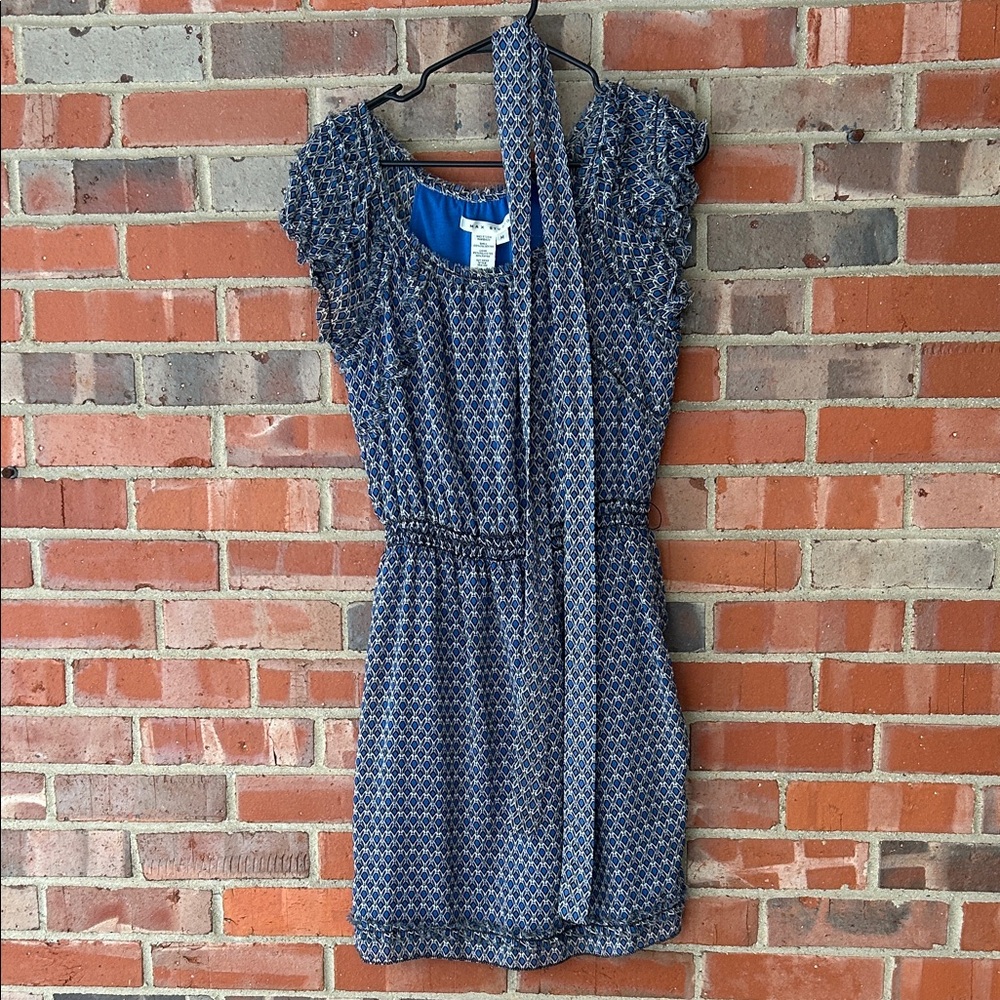 Max Studio blue and grey Patterned Mini Dress